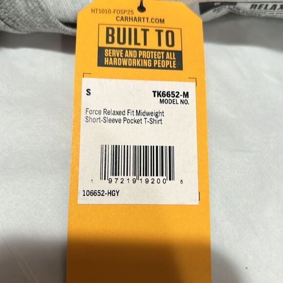 Carhartt Force Relaxed Fit Midweight Short-Sleeve Pocket T-shirt size s NWT Gray - Picture 4 of 9